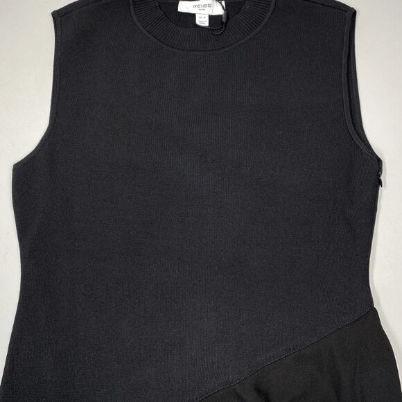 NEW REISS Midi Dress Black Size M Petite Faro Hybrid Colourblock Sleeveless - Picture 6 of 10
